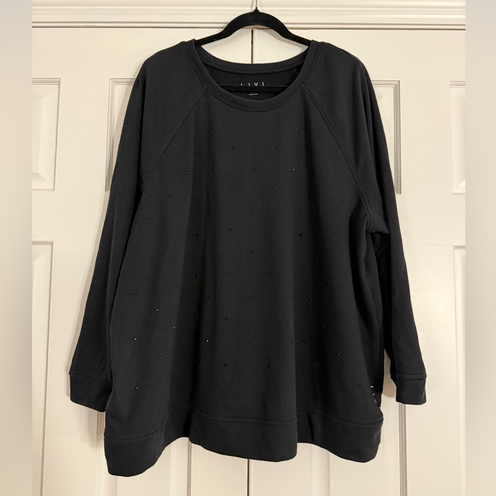 Lane Bryant Livi Black Sparkly Studded Sweatshirt Size 22/24